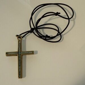 Vintage Brass Cross Pendant Necklace